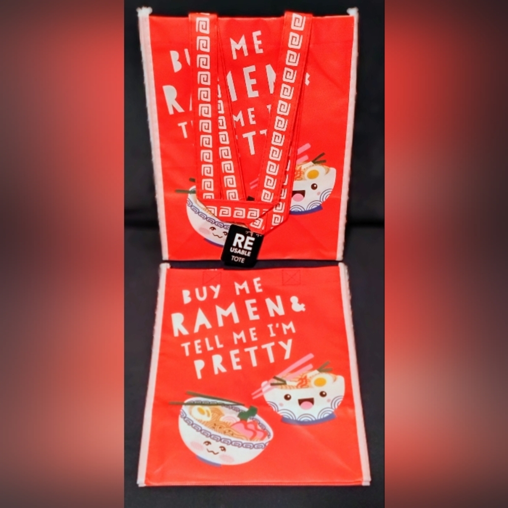 Re-Usable Tote Bag - Red with Ramen Design - Picture 2 of 2